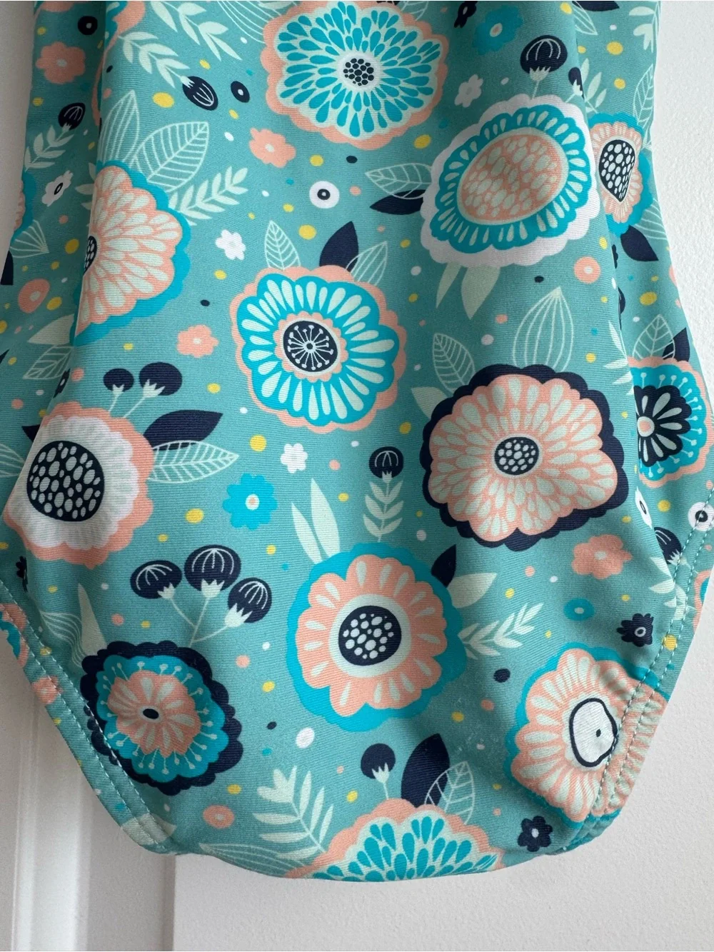 RuffleButts 2T Teal Retro Floral Flutter One-Piece Swimsuit UPF 50+